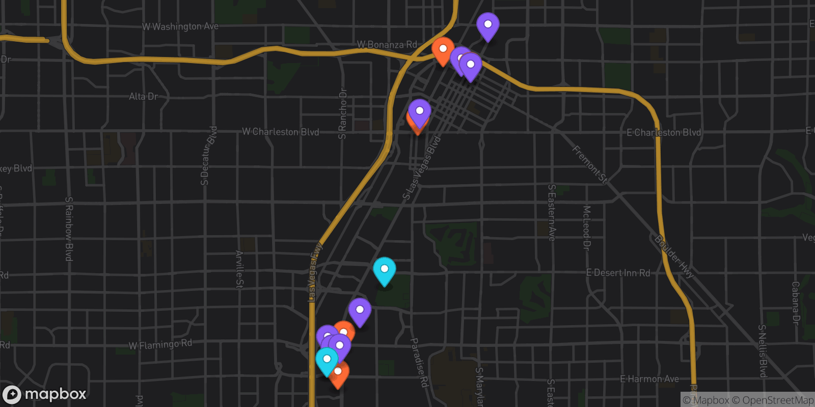 Map showing 17 locations
