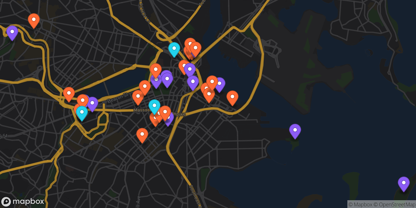 Map showing 37 locations