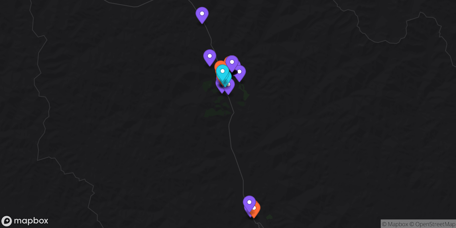 Map showing 38 locations