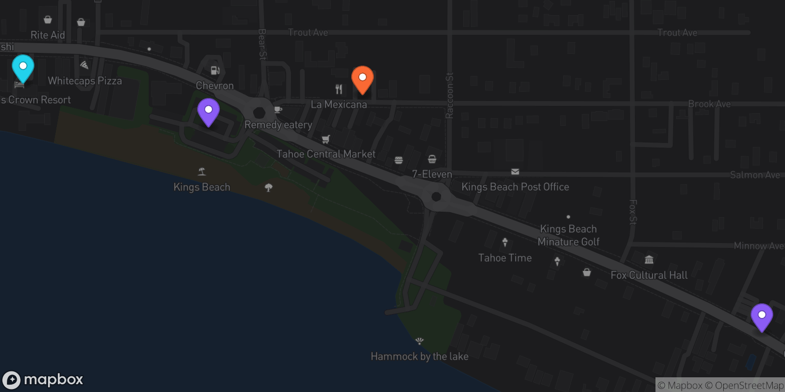 Map showing 4 locations