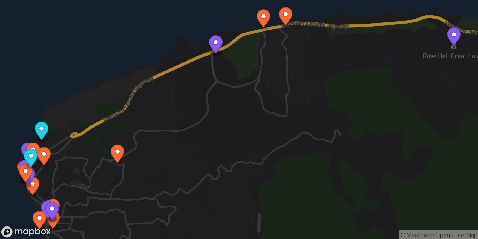Map showing 23 locations