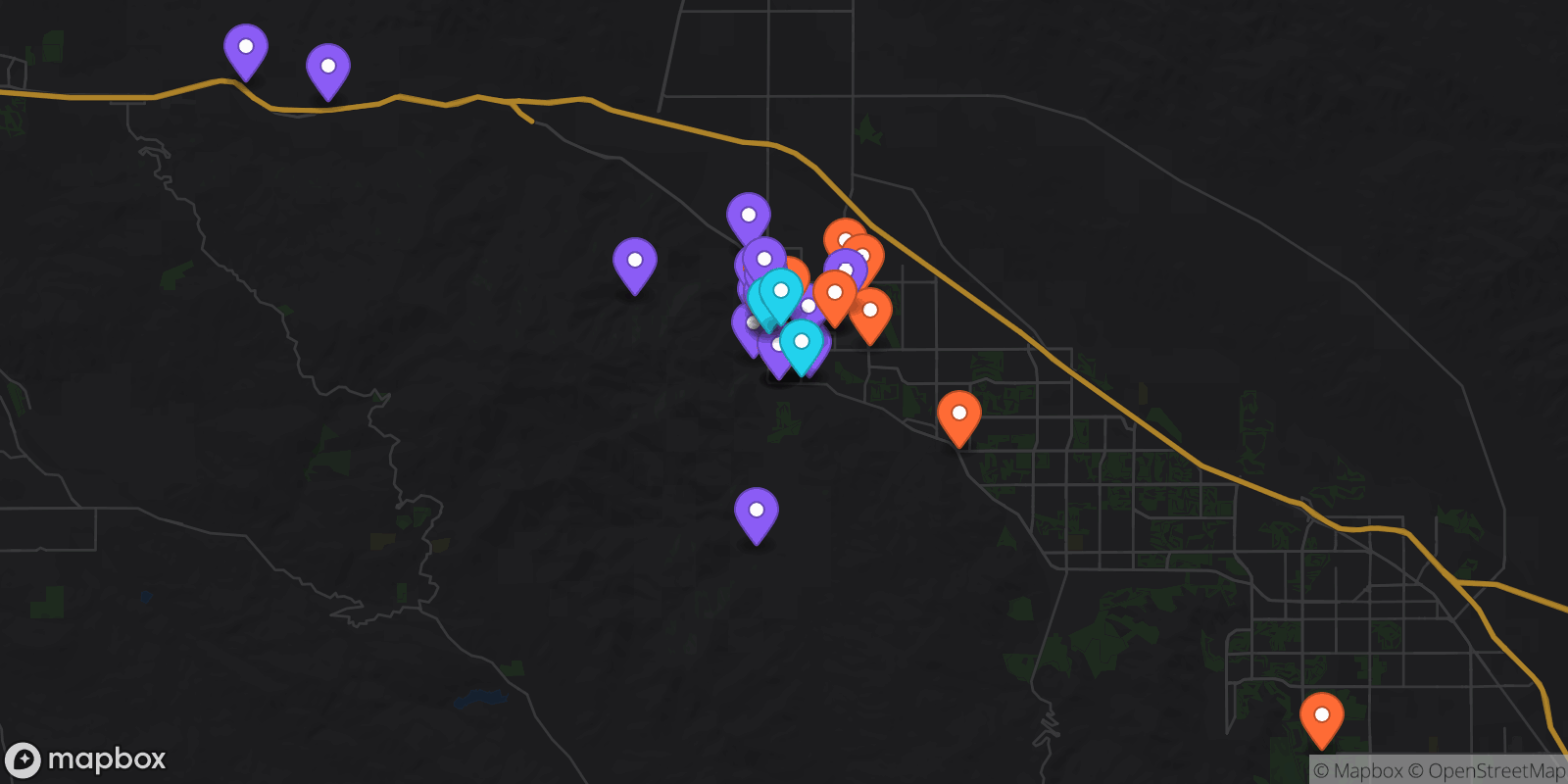 Map showing 35 locations