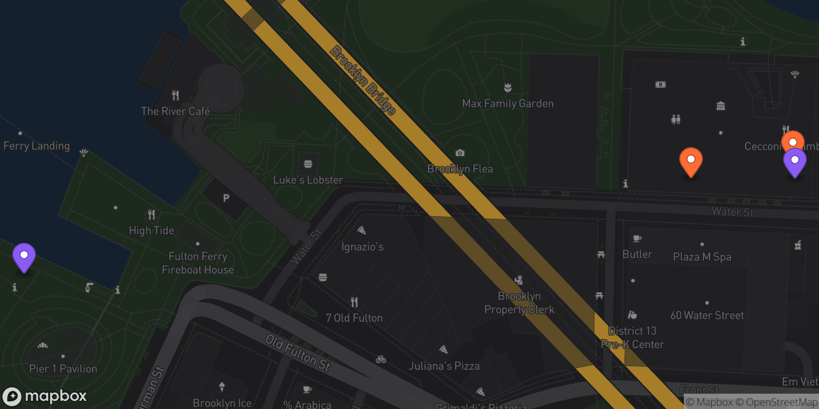 Map showing 4 locations