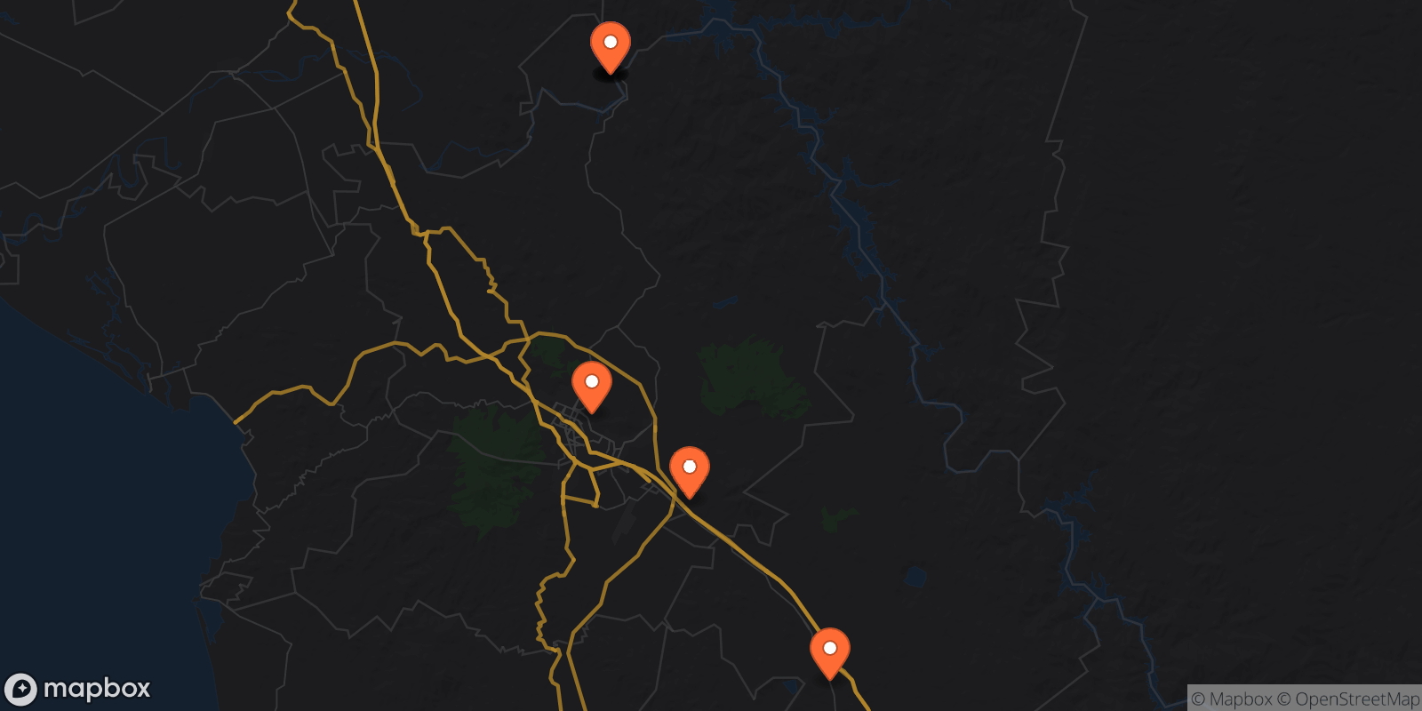 Map showing 8 locations