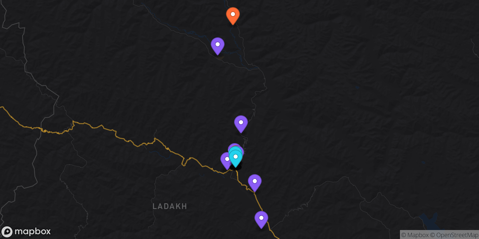 Map showing 27 locations