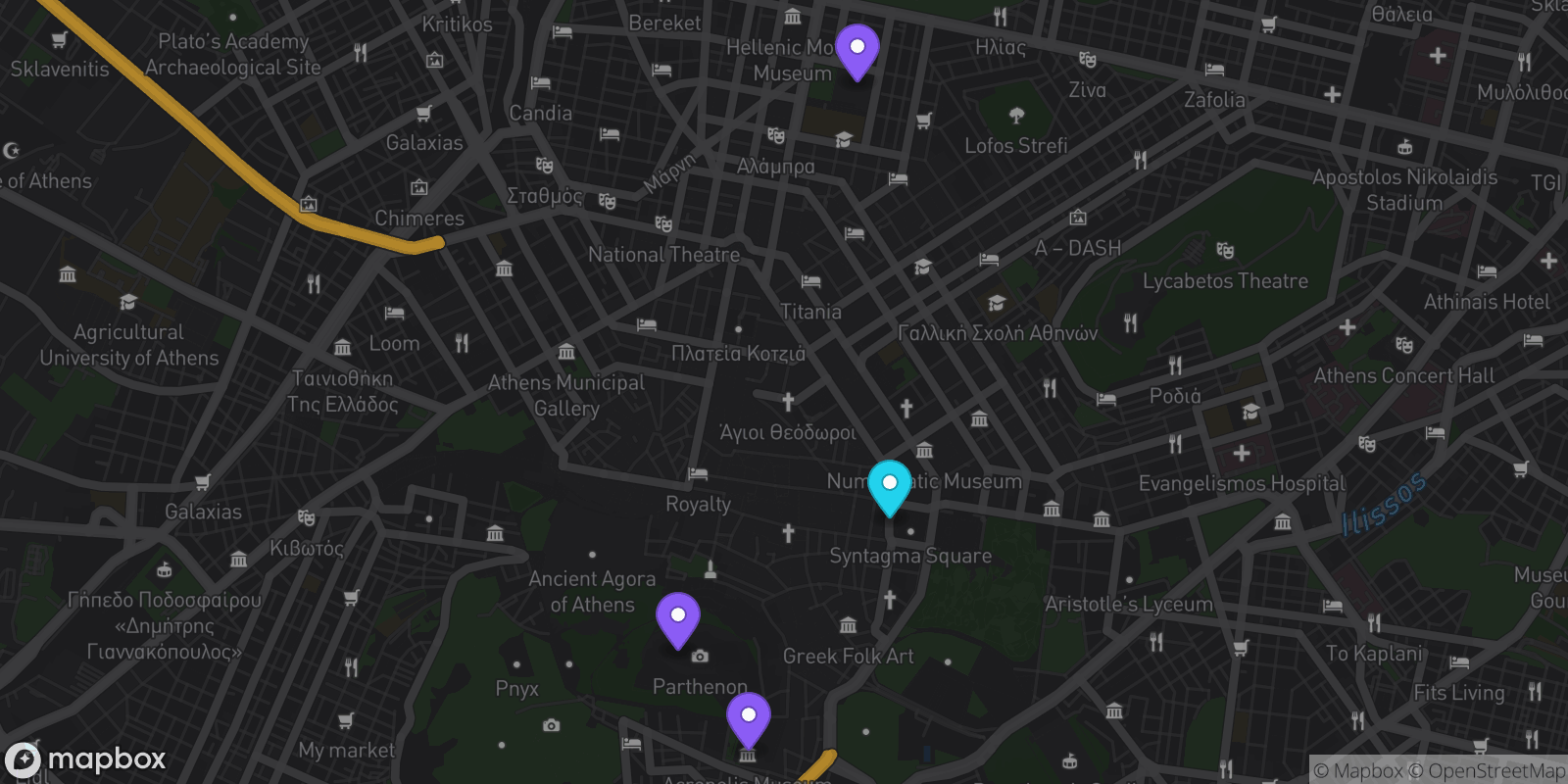 Map showing 4 locations