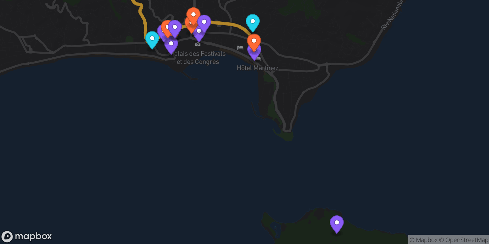 Map showing 16 locations