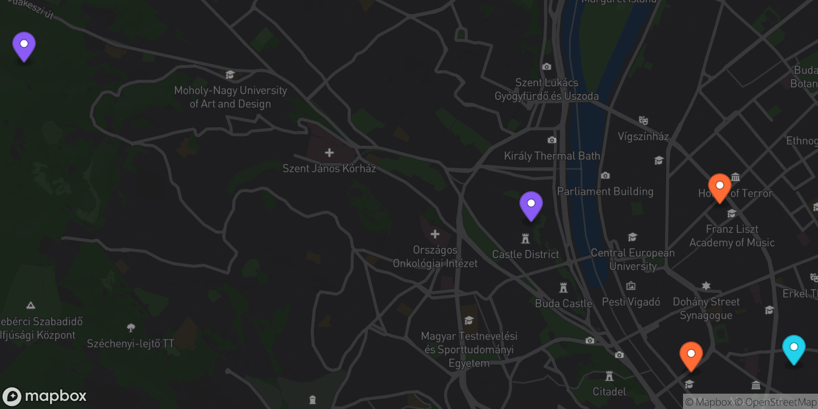 Map showing 5 locations
