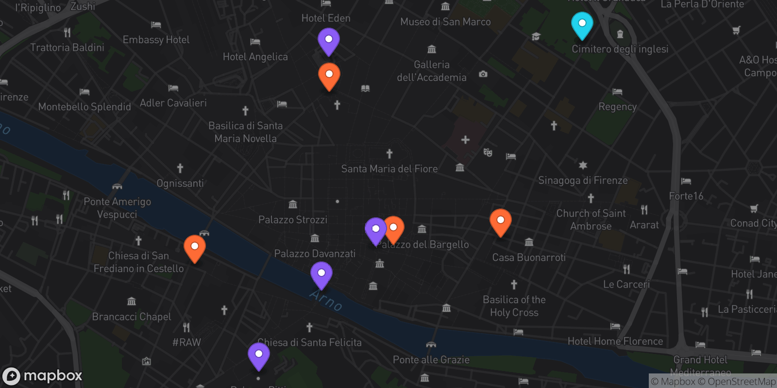 Map showing 9 locations