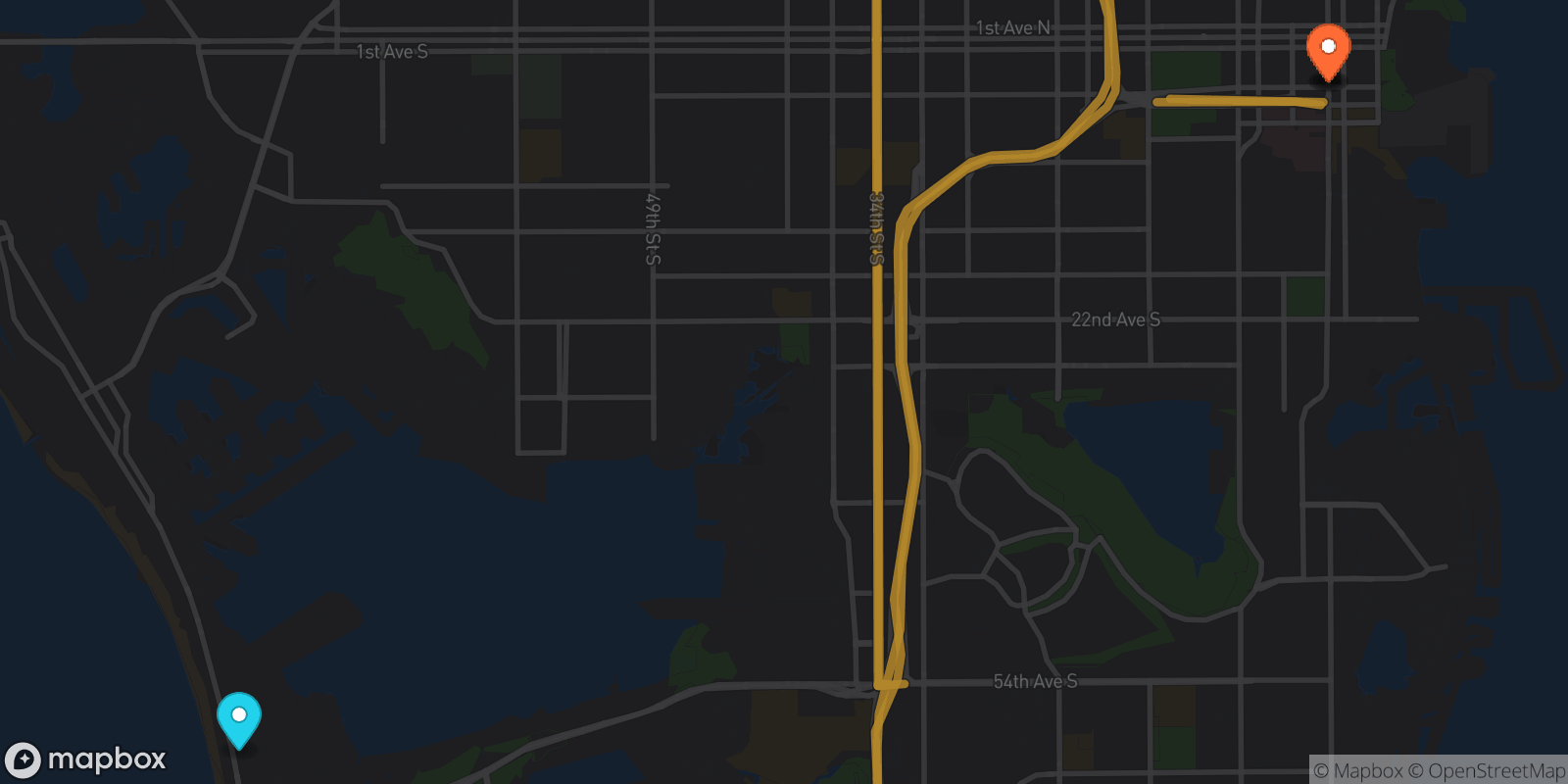 Map showing 4 locations