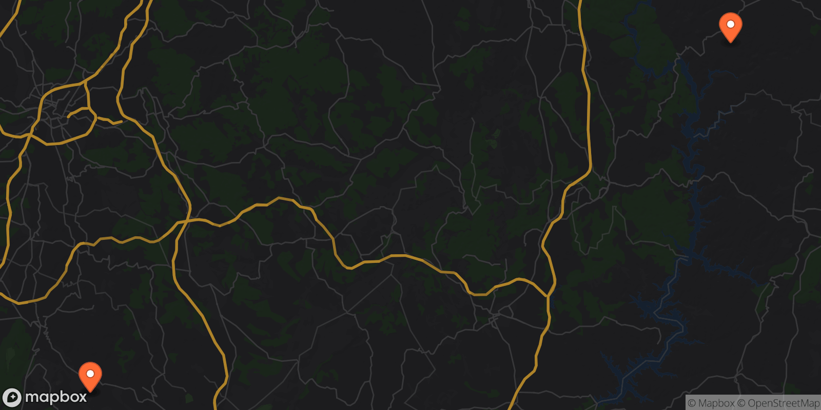 Map showing 3 locations
