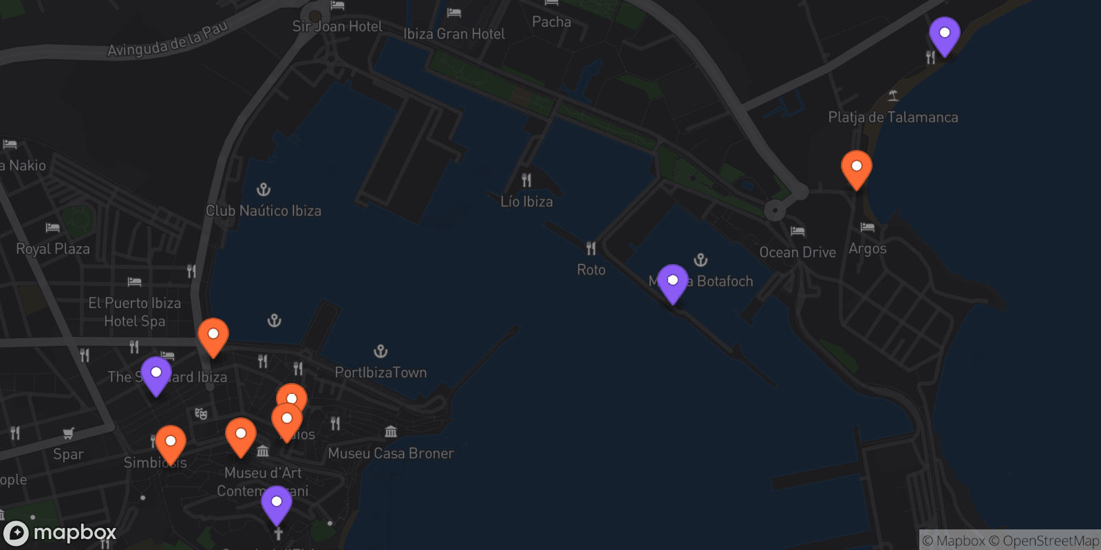 Map showing 10 locations