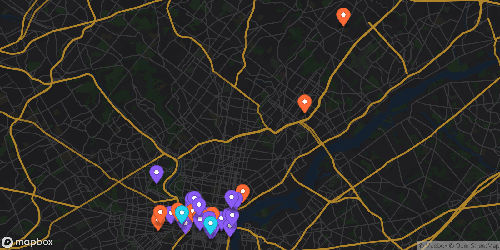 Map showing 39 locations