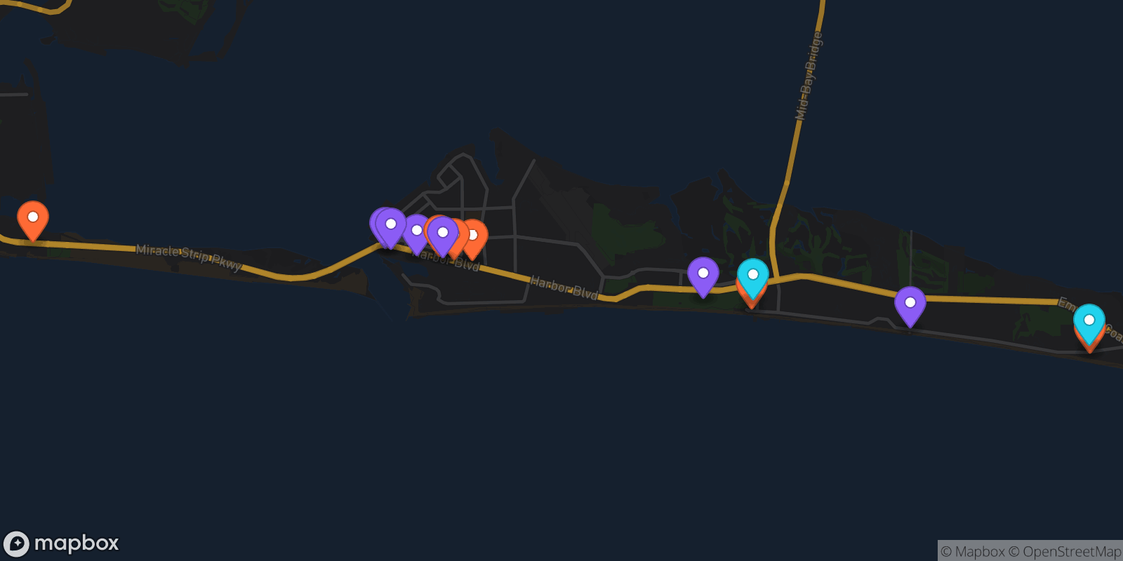 Map showing 14 locations