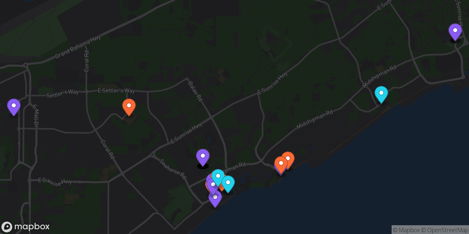 Map showing 32 locations