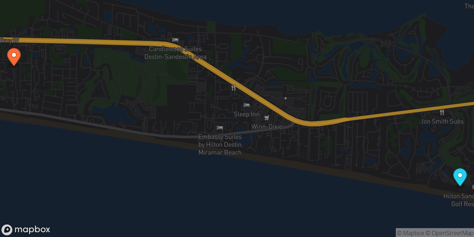 Map showing 2 locations
