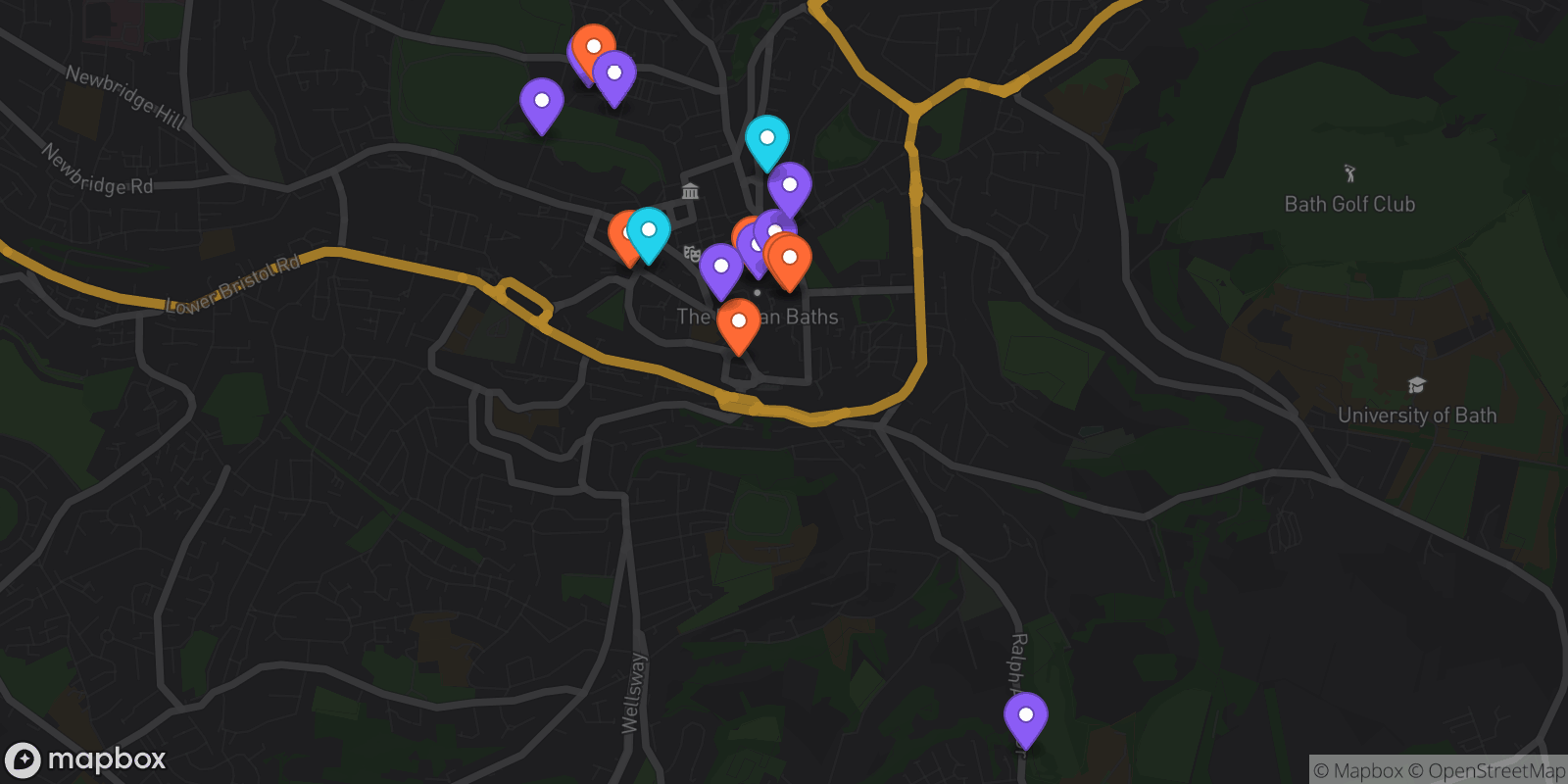 Map showing 16 locations
