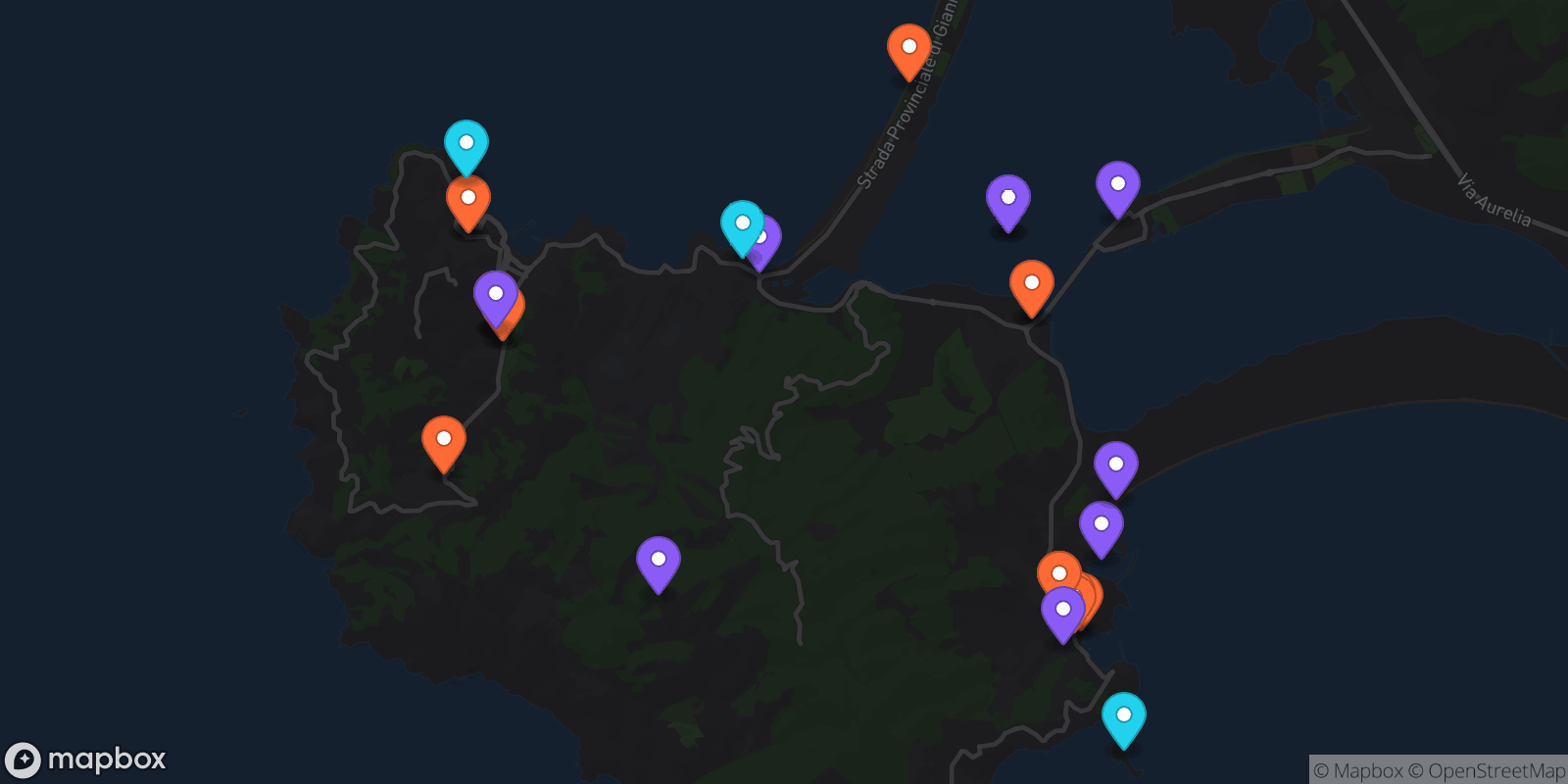 Map showing 29 locations