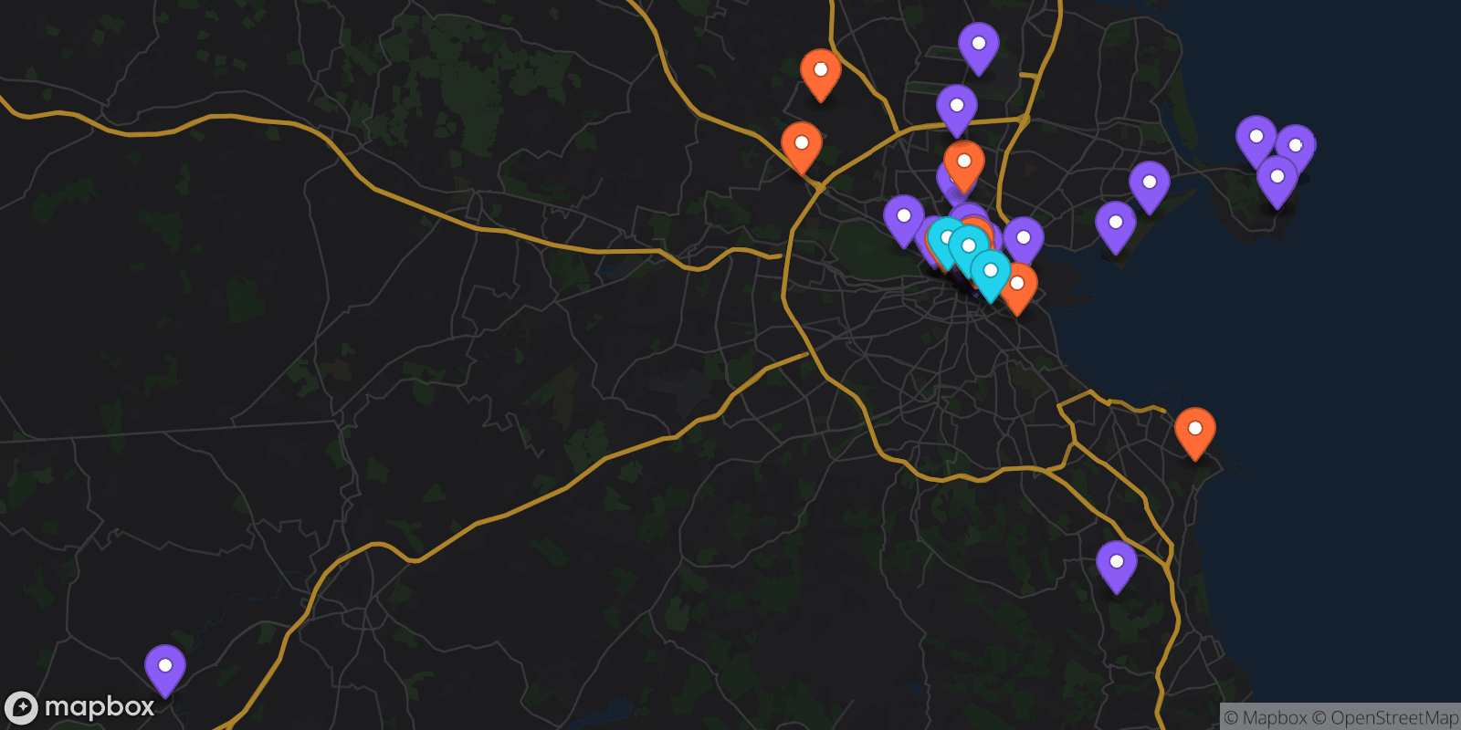 Map showing 47 locations