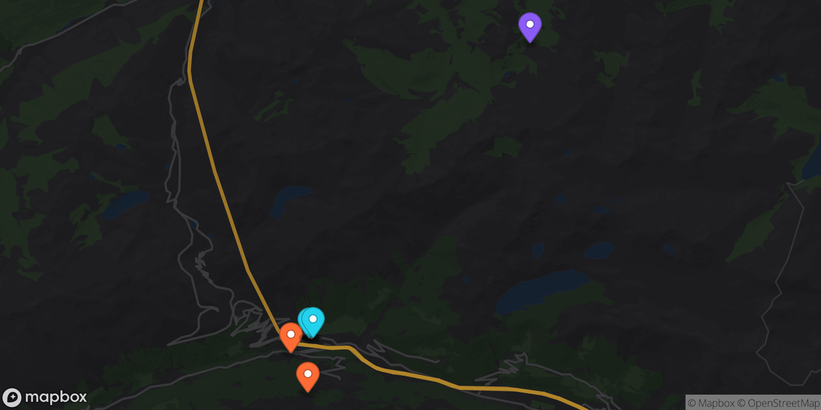 Map showing 8 locations