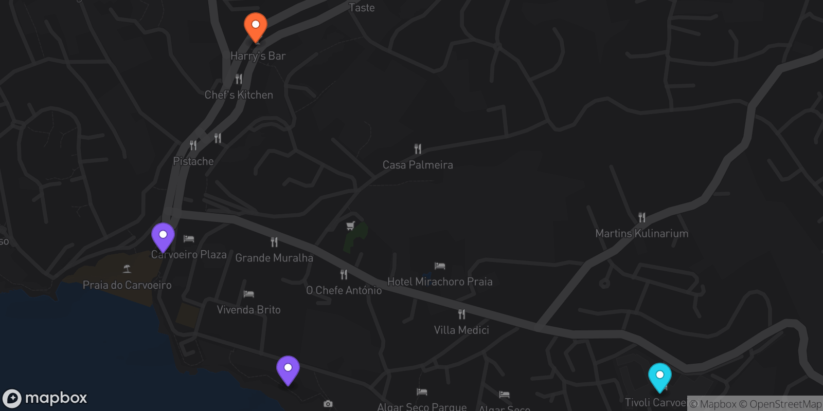 Map showing 4 locations