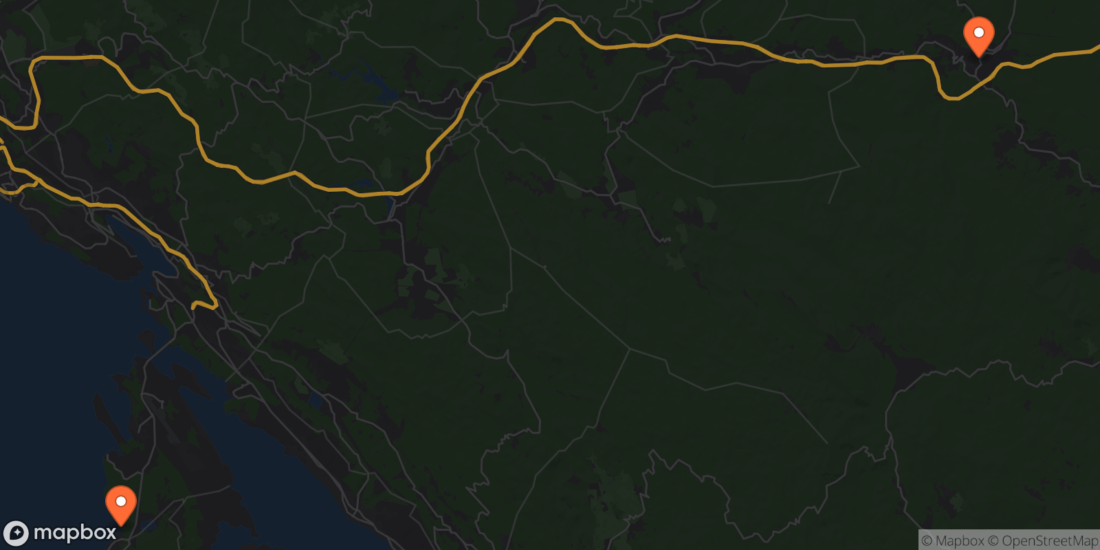 Map showing 2 locations