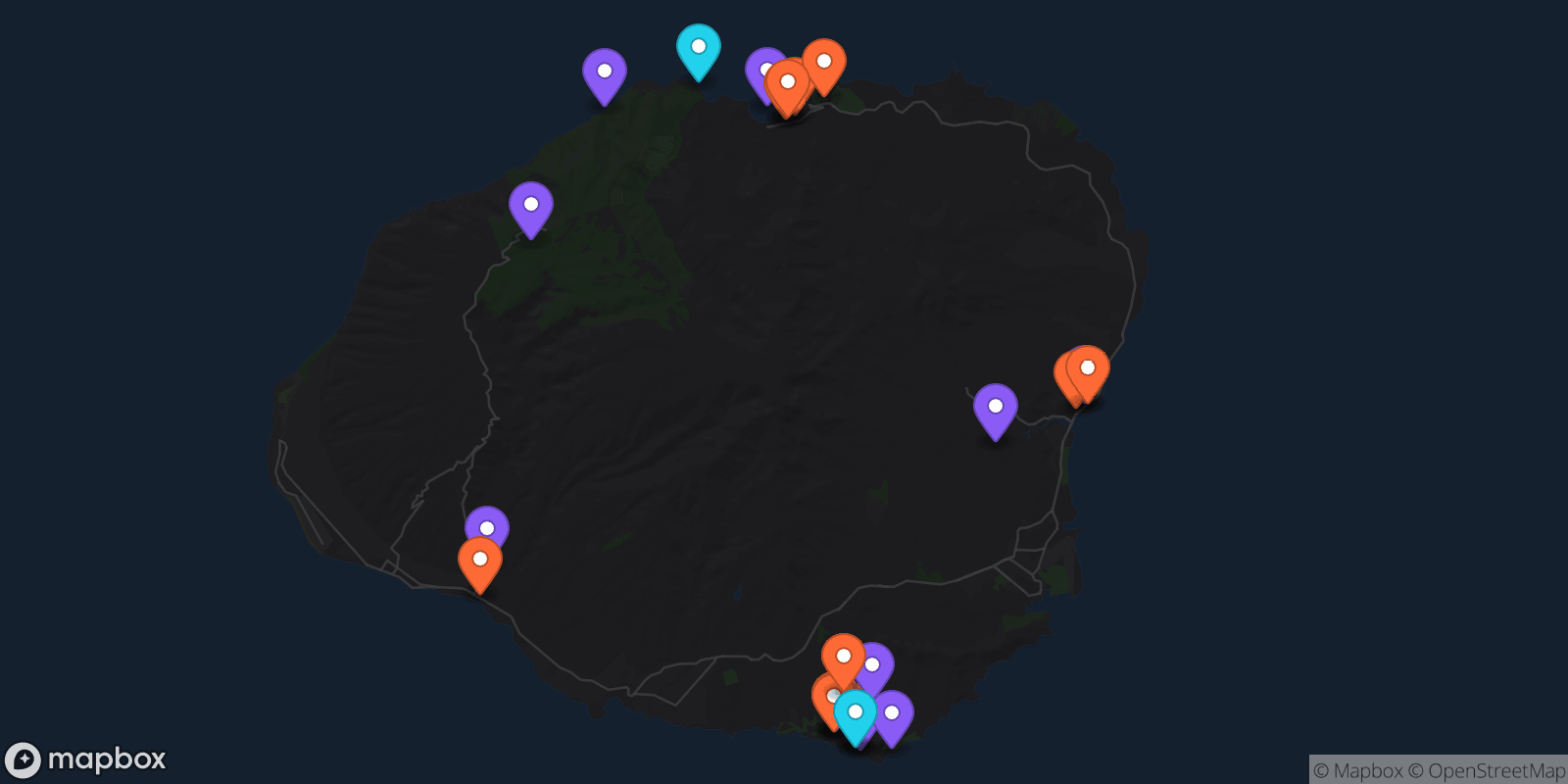 Map showing 27 locations