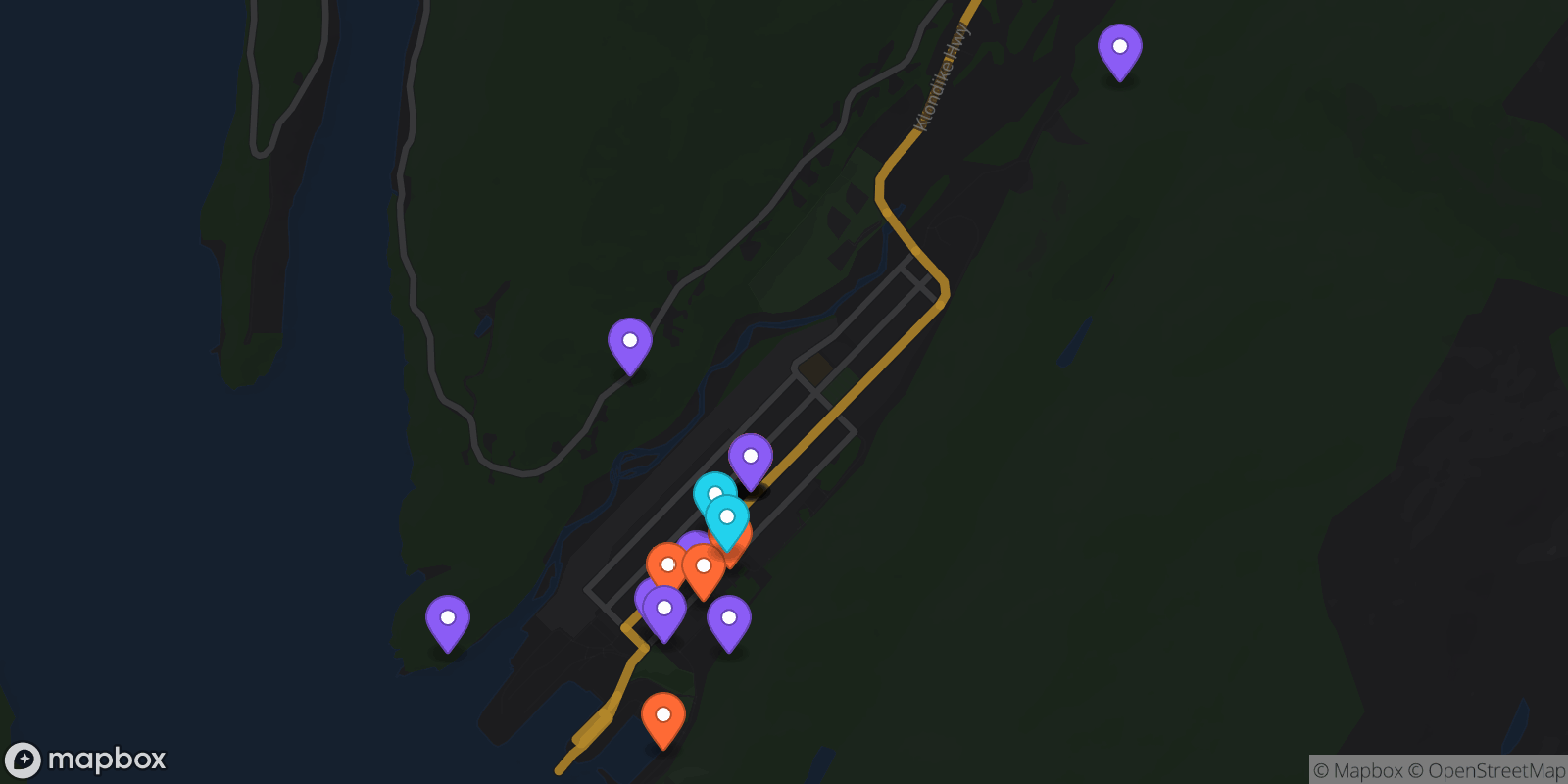 Map showing 20 locations