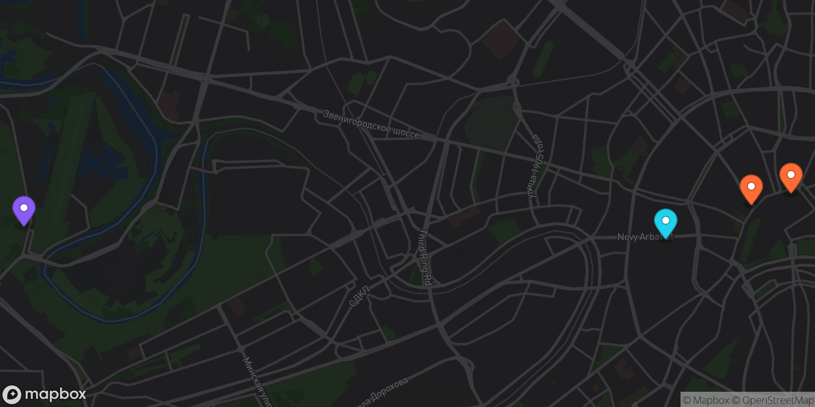 Map showing 4 locations
