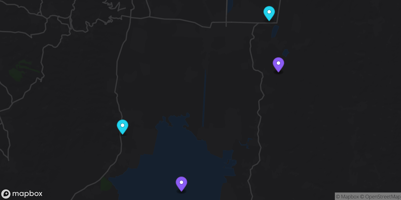 Map showing 6 locations