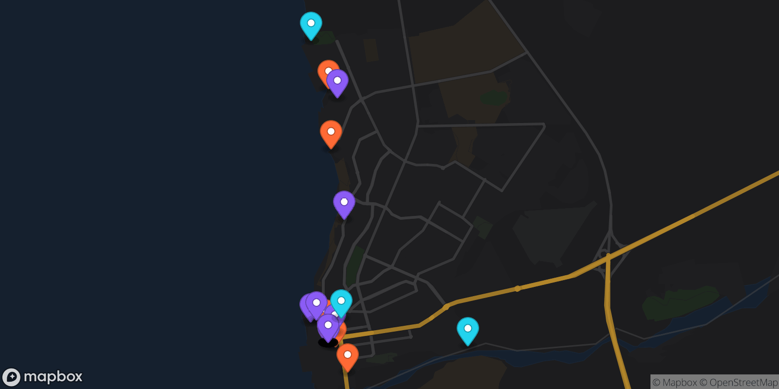 Map showing 38 locations