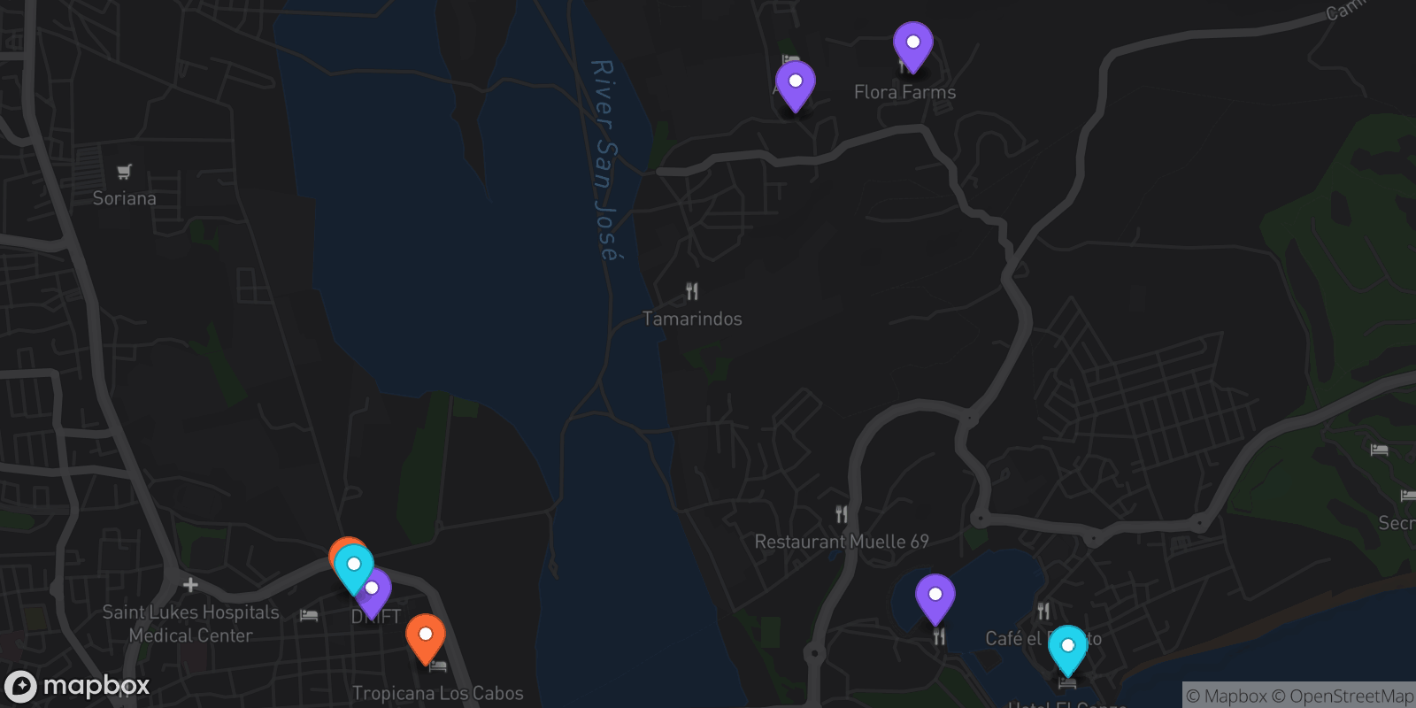Map showing 11 locations