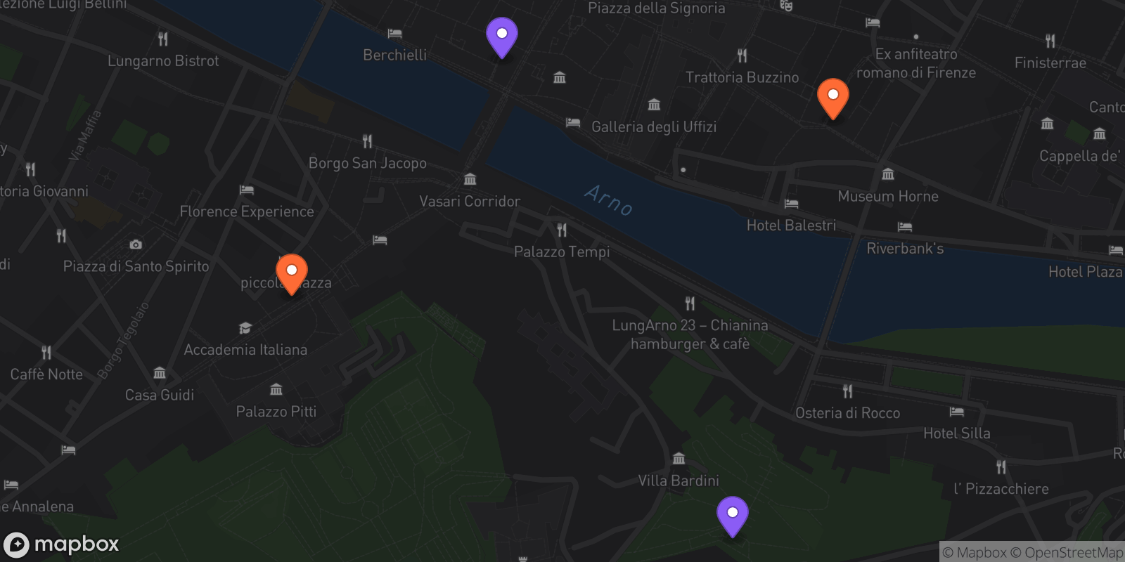 Map showing 4 locations