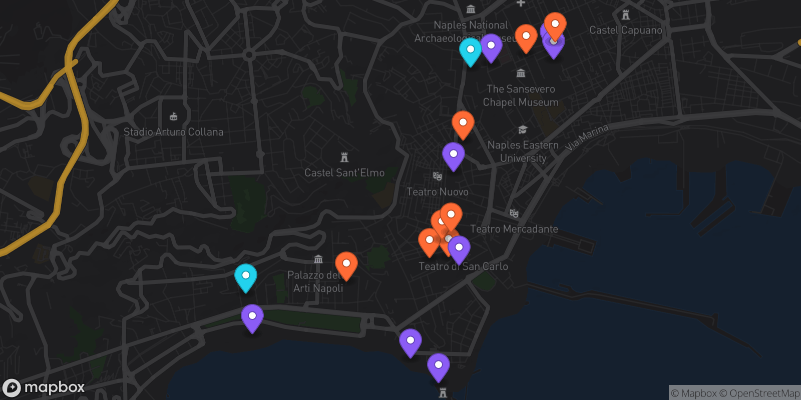 Map showing 18 locations