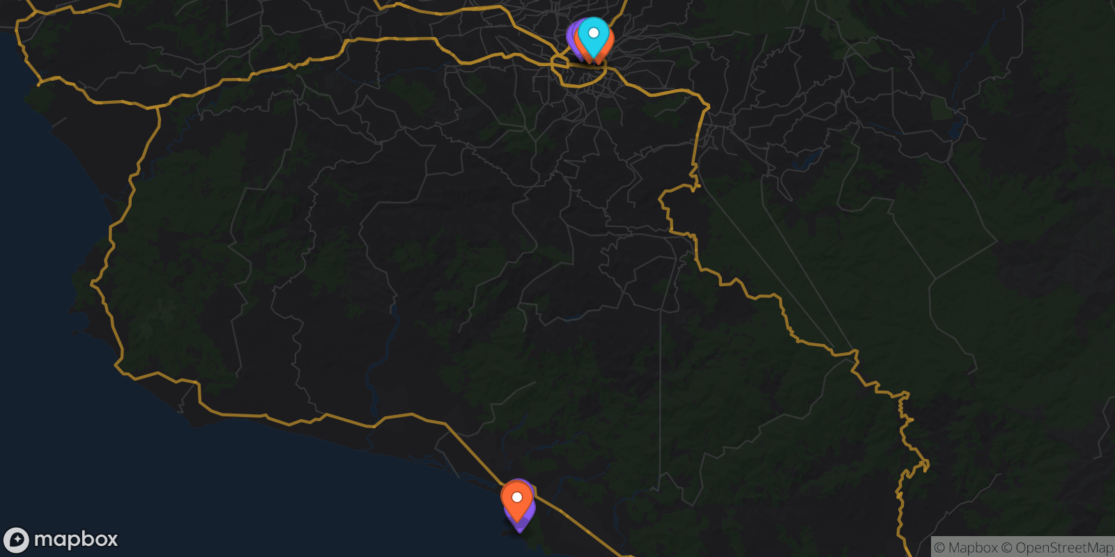 Map showing 11 locations