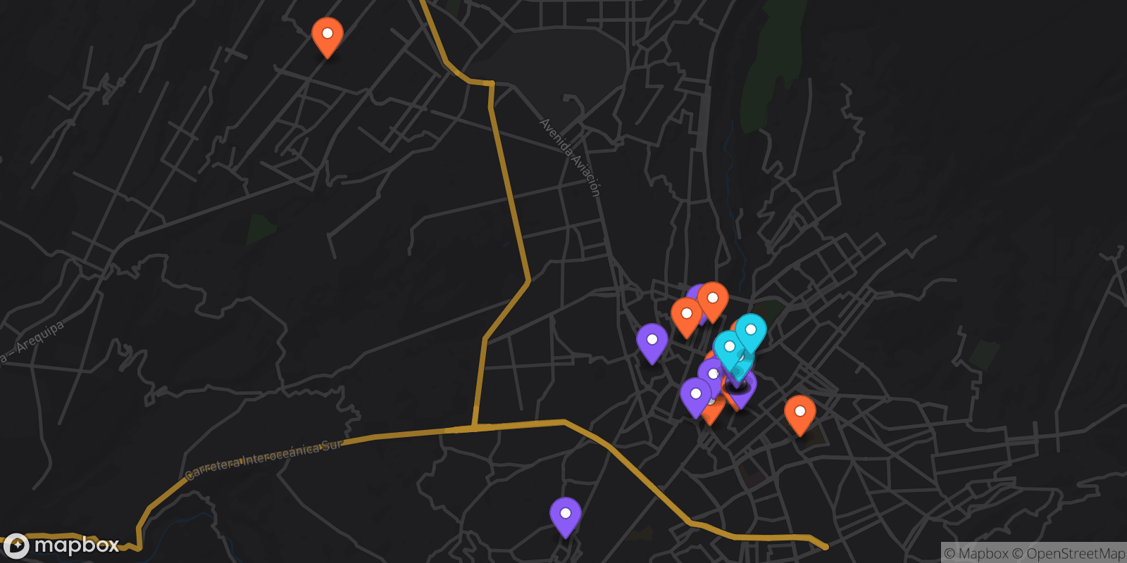 Map showing 33 locations