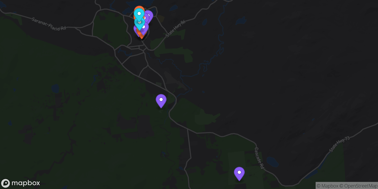 Map showing 17 locations