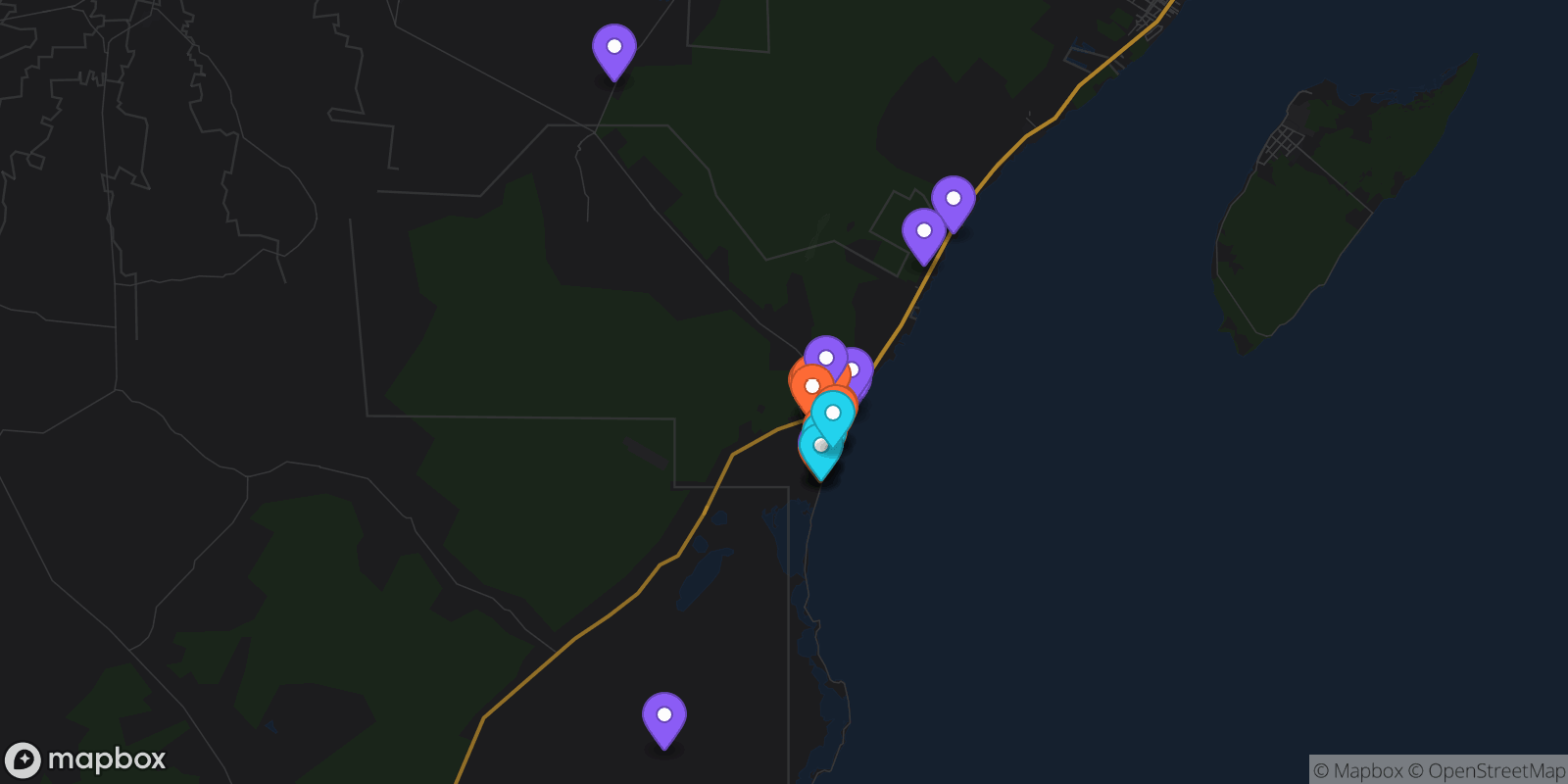 Map showing 26 locations