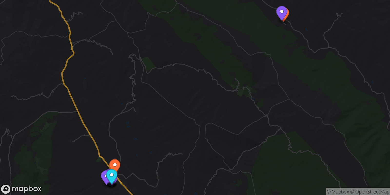 Map showing 15 locations