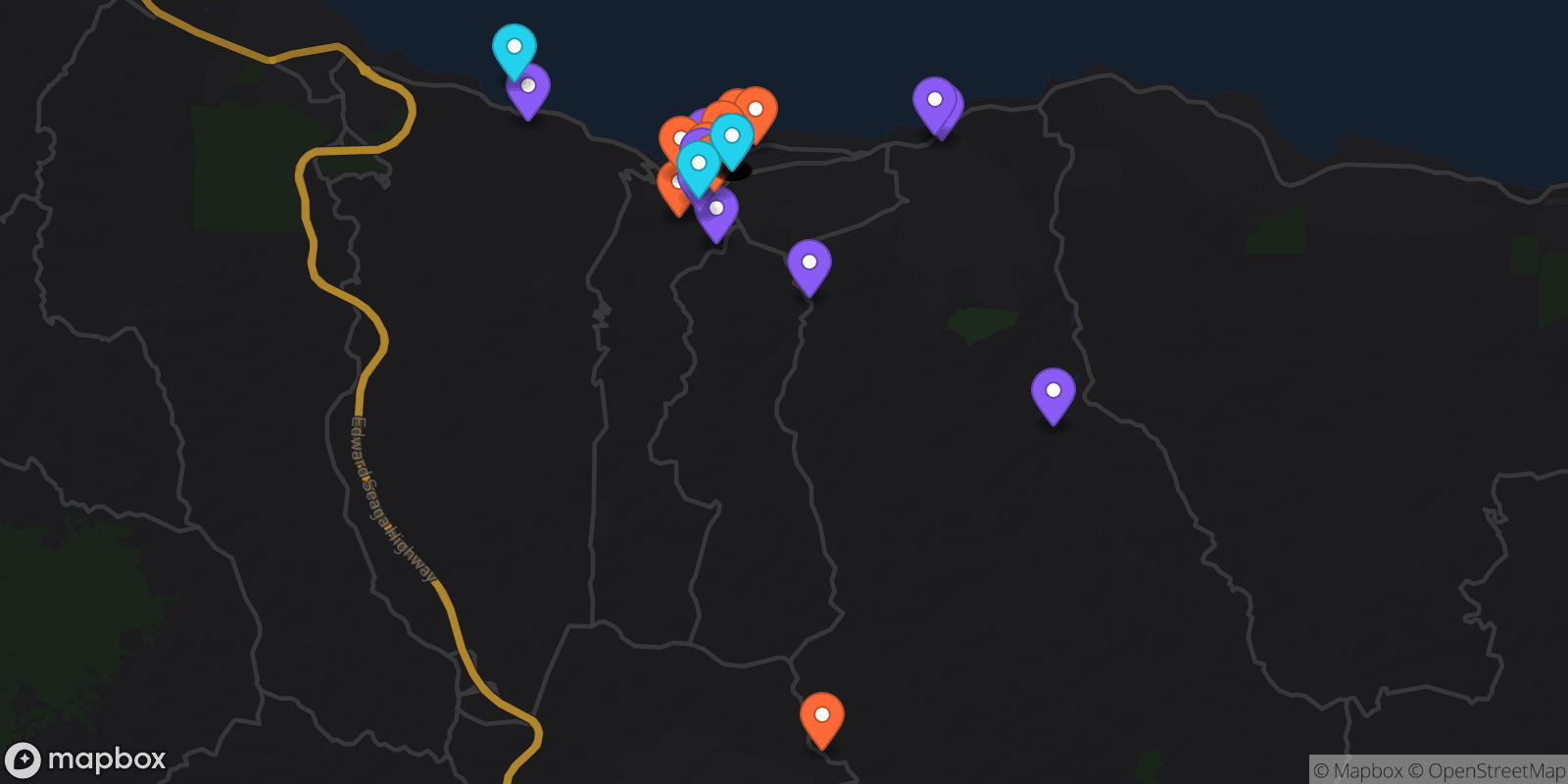 Map showing 37 locations