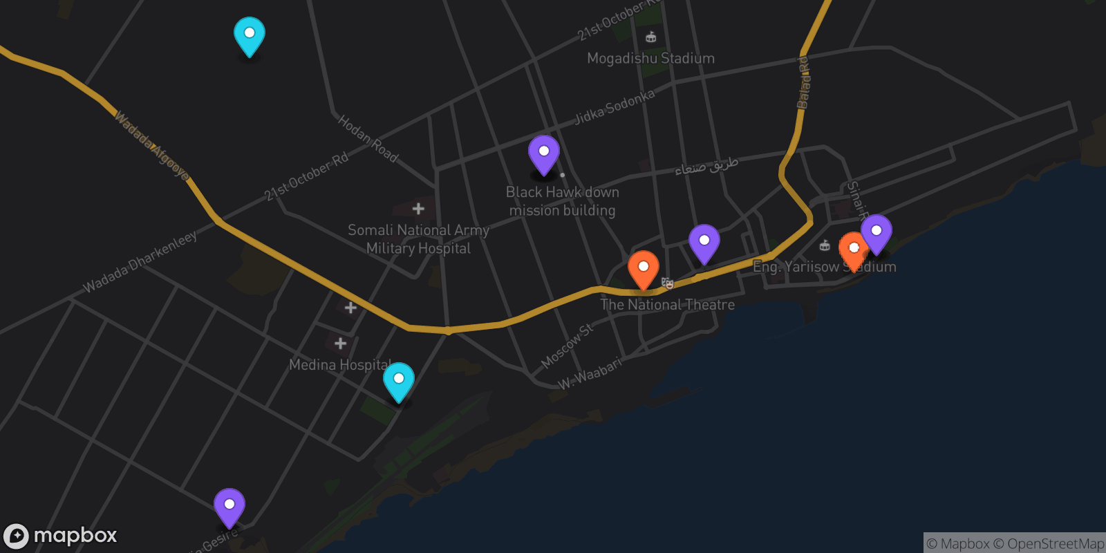 Map showing 15 locations