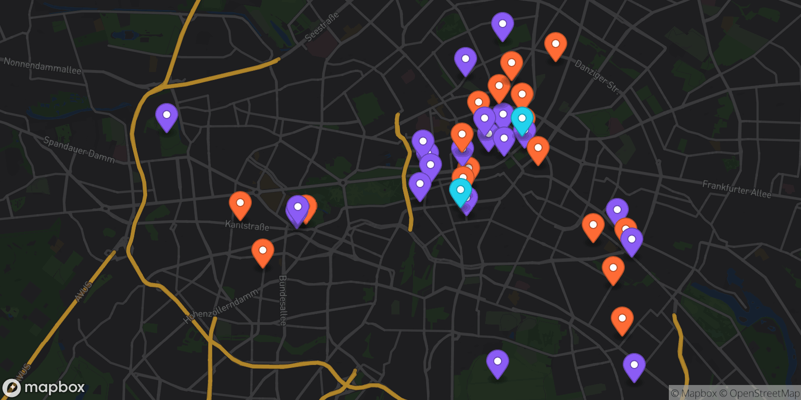 Map showing 39 locations