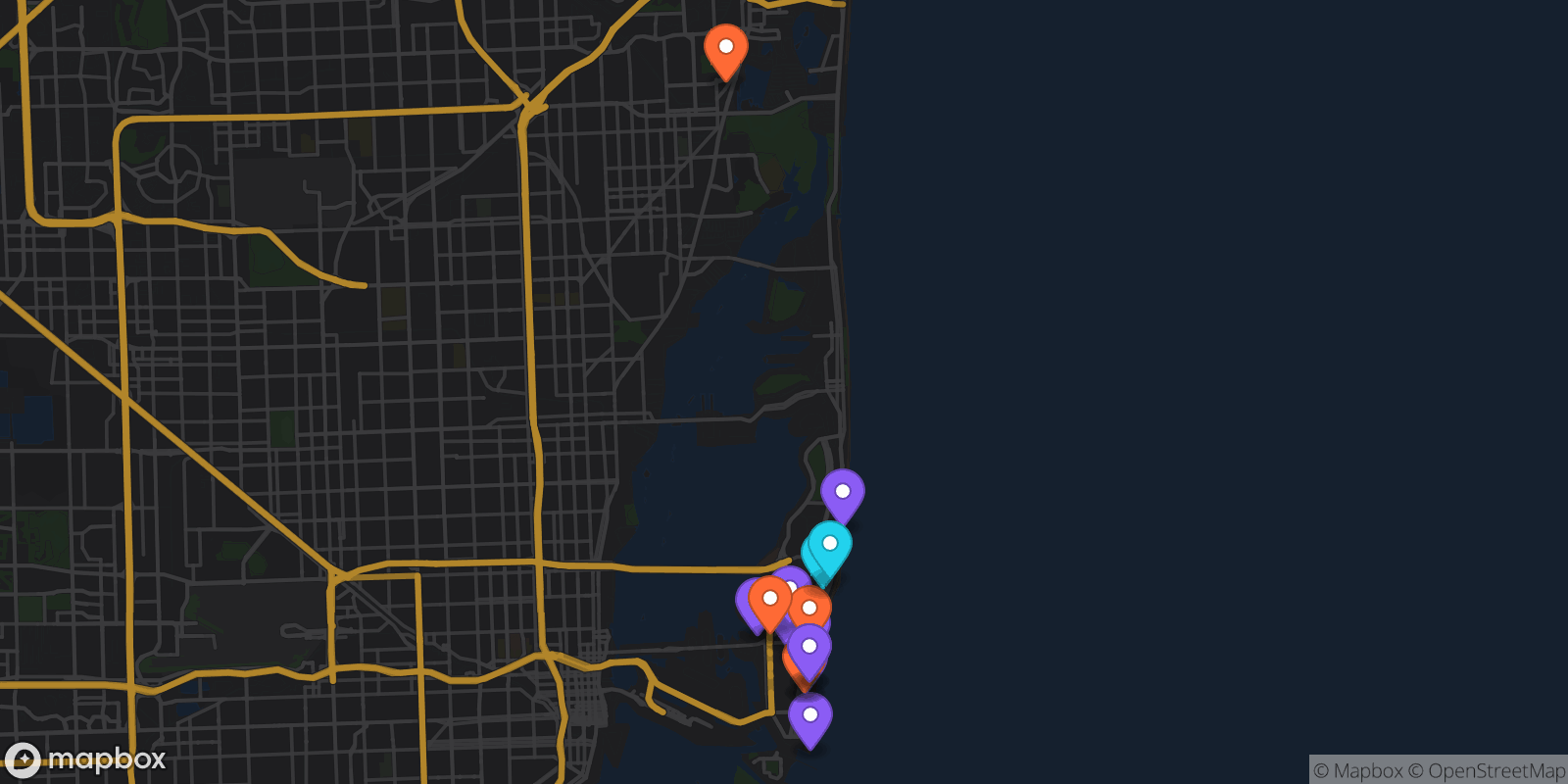 Map showing 18 locations