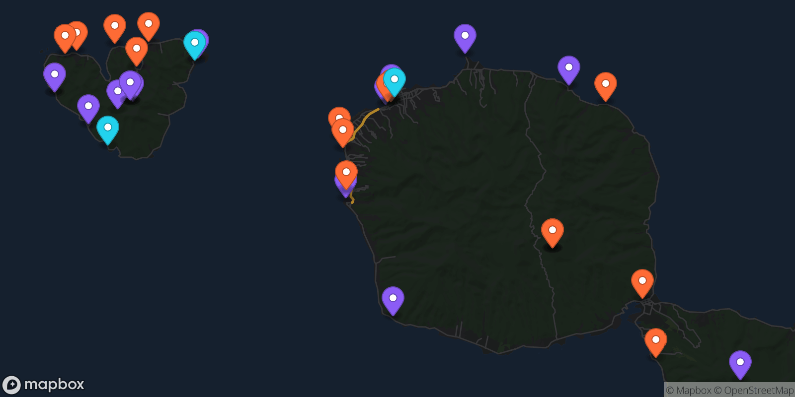Map showing 39 locations