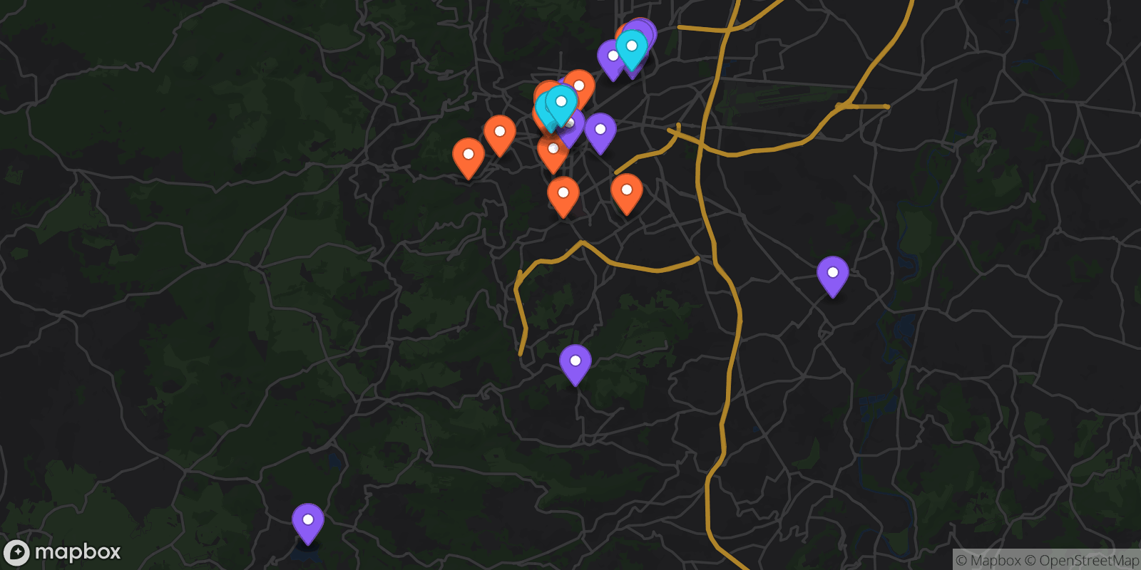 Map showing 41 locations