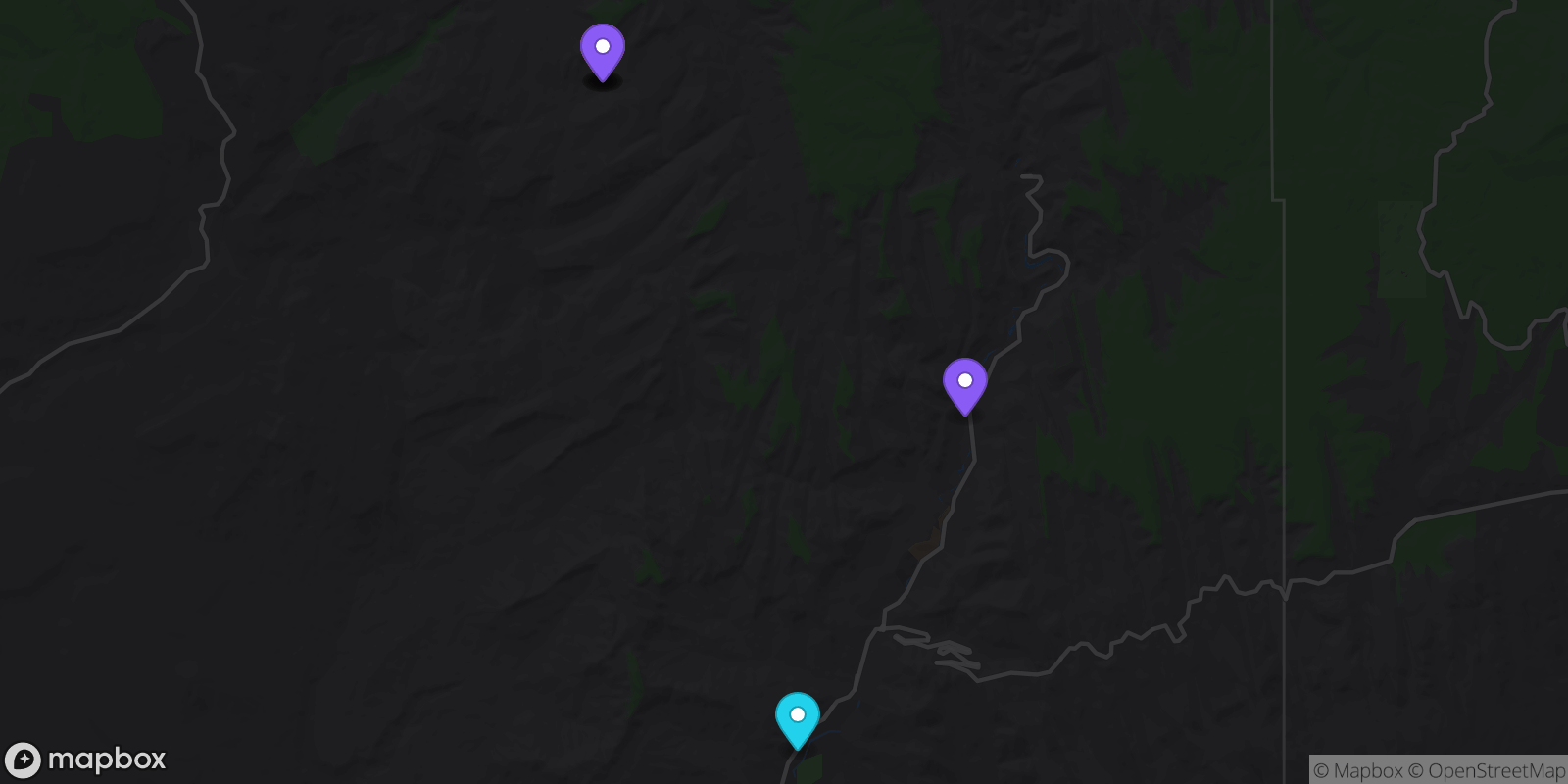 Map showing 6 locations