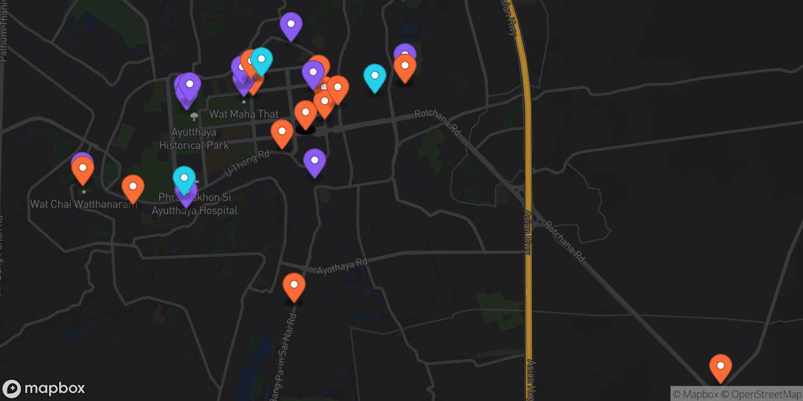Map showing 40 locations