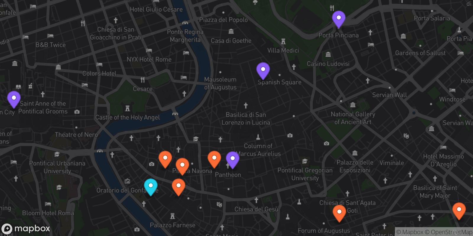 Map showing 11 locations