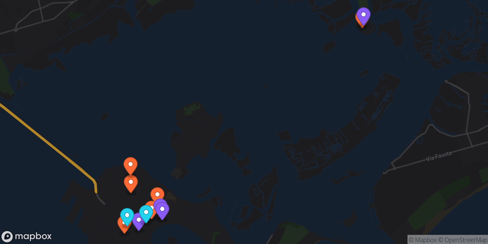 Map showing 12 locations