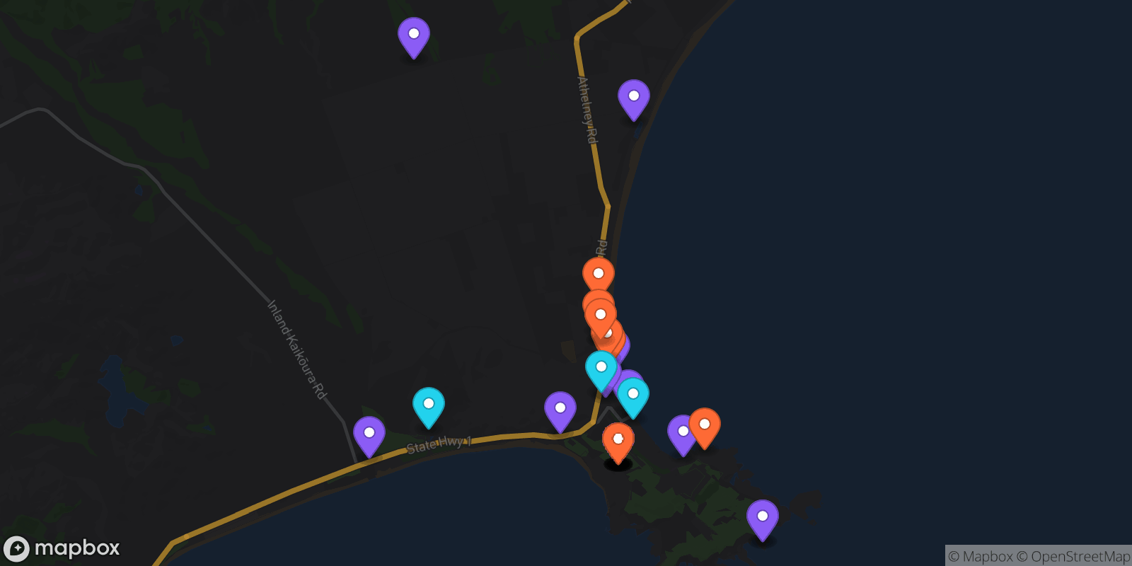 Map showing 31 locations